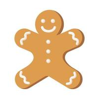 icône de bonhomme de pain d'épice. style plat. biscuit traditionnel au gingembre pour logo, autocollant, impression, étiquette, recette, menu, emballage, conception de boulangerie vecteur