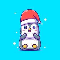 Illustration d'un mignon pingouin assis avec un chapeau de Noël .merry Christmas vecteur