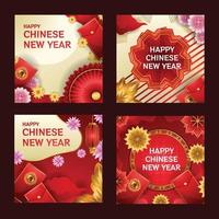 cartes hong bao pour le nouvel an chinois vecteur