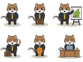 illustration vectorielle d'homme d'affaires de chat mignon vecteur