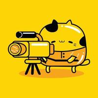 profession de cameramen de personnage de mascotte de chat mignon dans un style cartoon plat vecteur