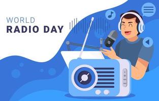 concept de fond de la journée mondiale de la radio vecteur