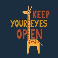 citation drôle avec une girafe pour la conception de t-shirt vecteur
