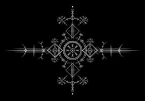 magie ancienne viking art déco, boussole de navigation vegvisir blanche ancienne. les vikings utilisaient de nombreux symboles conformément à la mythologie nordique, largement utilisés dans la société viking. logo icône wiccan signe ésotérique vecteur