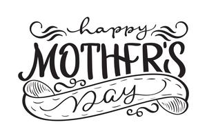 Texte moderne de vector noir heureux de jour de mères. Illustration de lettrage de calligraphie EPS10