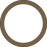 vecteur or et noir rond cadre, frontière, classique grec méandre ornement. à motifs cercle, bague de ancien Grèce et le romain Empire.