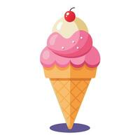 la glace crème cône dessin animé vecteur et illustration. la glace crème sucré nourriture icône crème coloré contour