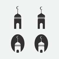 eid mubarak icône logo islamique et Ramdhan religion illustration logo conception vecteur mosquée