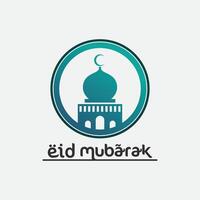 eid mubarak icône logo islamique et Ramdhan religion illustration logo conception vecteur mosquée