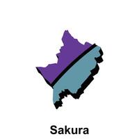 carte de Sakura Facile conception avec violet et bleu couleur, carte sur blanc Contexte vecteur