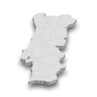 3d le Portugal blanc carte avec Régions isolé vecteur