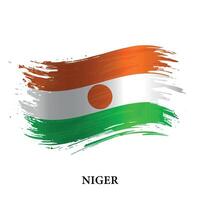 grunge drapeau de Niger, brosse accident vasculaire cérébral vecteur