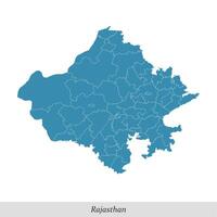 carte de Rajasthan est une Etat de Inde avec les quartiers vecteur
