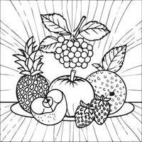 des fruits coloration pages pour coloration livre. des fruits contour vecteur