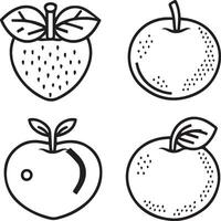 des fruits coloration pages pour coloration livre. des fruits contour vecteur