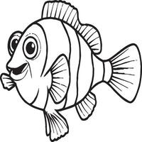 poisson clown coloration pages. poisson clown contour pour coloration livre vecteur