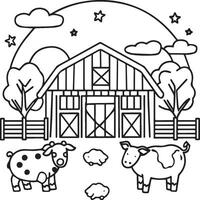 ferme animaux coloration pages pour enfants. ferme animal contour vecteur