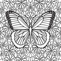 papillons et fleurs coloration pages pour coloration livre vecteur