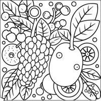 des fruits coloration pages pour coloration livre. des fruits contour vecteur