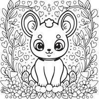 mignonne bébé animaux coloration pages. mignonne bébé animaux contour vecteur