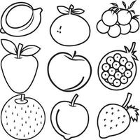 des fruits coloration pages pour coloration livre. des fruits contour vecteur