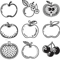 des fruits coloration pages pour coloration livre. des fruits contour vecteur