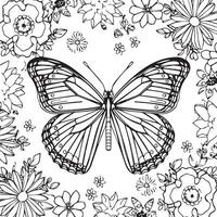 papillons et fleurs coloration pages pour coloration livre vecteur