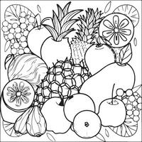 des fruits coloration pages pour coloration livre. des fruits contour vecteur