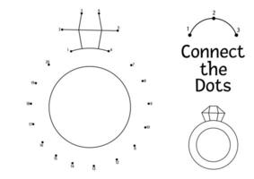 vecteur Point à point et Couleur activité avec mignonne mariage anneau. relier le points Jeu pour les enfants la mariée et jeune marié accessoire. mariage la cérémonie coloration page pour des gamins avec bijoux