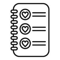 carnet liste articles icône contour vecteur. souhait liste préféré vecteur