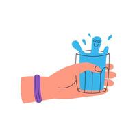 main en portant verre de l'eau vecteur