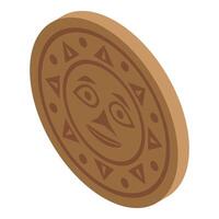 cercle en bois totem icône isométrique vecteur. américain statue vecteur
