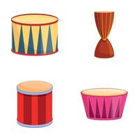 ethnique tambour Icônes ensemble dessin animé vecteur. tambour de différent style et Couleur vecteur