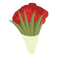 rouge fleur présent icône dessin animé vecteur. livraison courrier Express vecteur