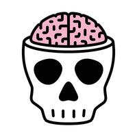 crâne icône vecteur Halloween cerveau logo pirate symbole OS fantôme tête dessin animé personnage illustration griffonnage conception