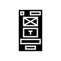 prototype ux ui conception glyphe icône vecteur illustration