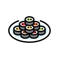 kimbap Rouleaux coréen cuisine Couleur icône vecteur illustration