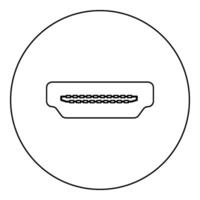hdmi Port prise icône dans cercle rond noir Couleur vecteur illustration image contour contour ligne mince style