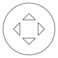 quatre flèches montrer du doigt de le centre symbole emplacement icône dans cercle rond noir Couleur vecteur illustration image contour contour ligne mince style