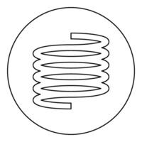 métal printemps souple icône dans cercle rond noir Couleur vecteur illustration image contour contour ligne mince style