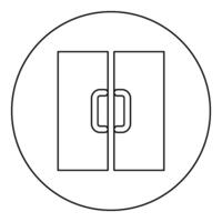 double porte sortie porte icône dans cercle rond noir Couleur vecteur illustration image contour contour ligne mince style