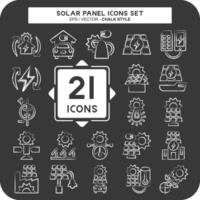 icône ensemble solaire panneau. en relation à écologie symbole. craie style. Facile conception illustration. vecteur