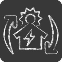 icône de le grille. en relation à solaire panneau symbole. craie style. Facile conception illustration. vecteur