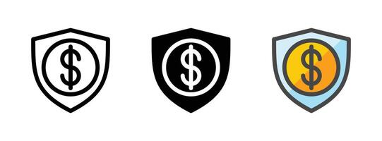 polyvalent argent protection vecteur icône dans contour, glyphe, rempli contour style