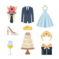 vecteur collection de main tiré mariage des illustrations