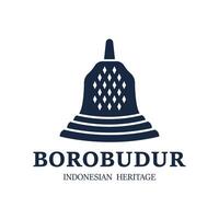 Facile borobudur temple logo vecteur conception, stupa de borobudur pierre temple indonésien patrimoine silhouette logo conception