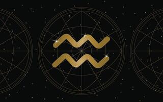 Verseau horoscope symbole, astrologie icône, Verseau est le onzième astrologique signe dans le zodiaque. avec étoiles et galaxie Contexte vecteur