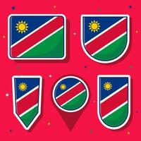 plat dessin animé vecteur illustration de Namibie nationale drapeau avec beaucoup formes à l'intérieur