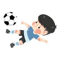 enfant enfant garçon en jouant Football vecteur