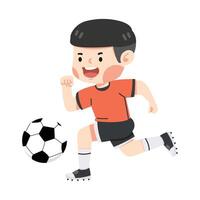 Jeune enfant garçon en jouant Football dessin animé vecteur